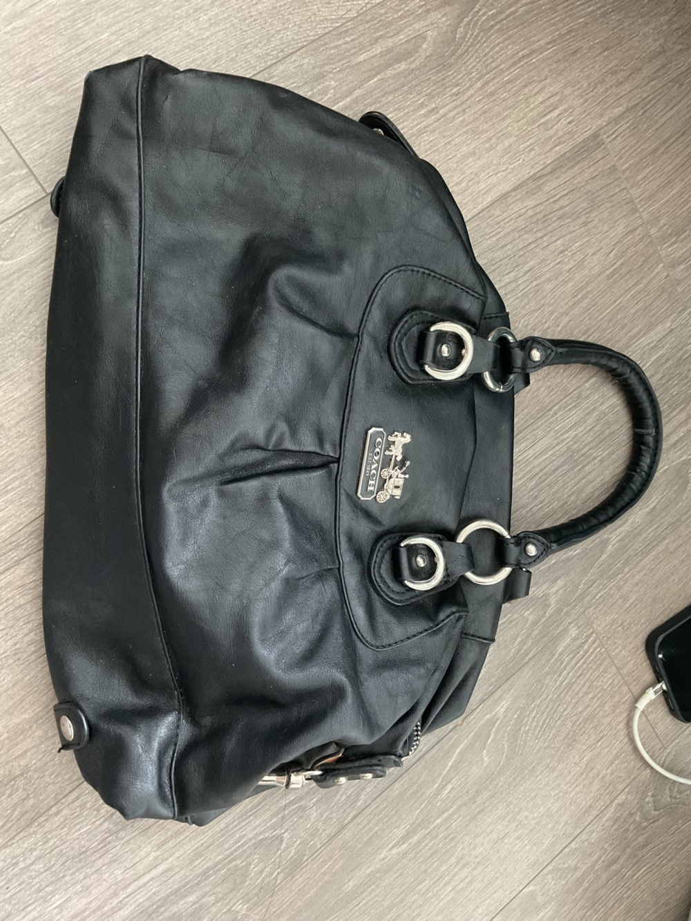 Coach Black Leather Satchel with Silver Hardware
